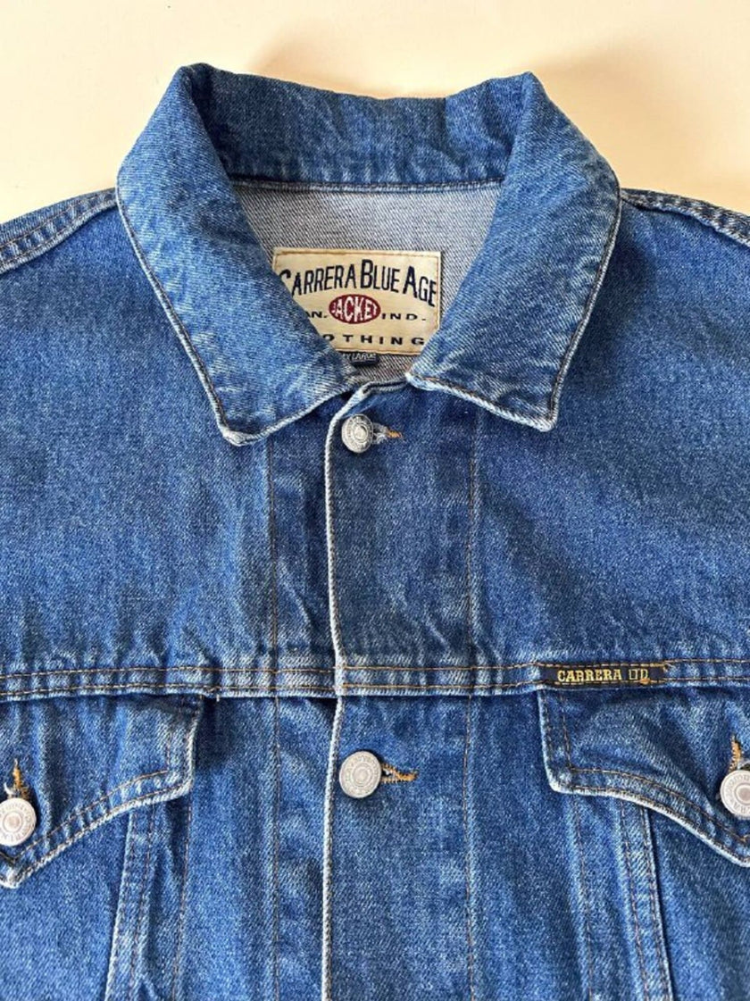 Giubbotto in Denim Carrera Blu Age modello oversize con bottoni a chiodo