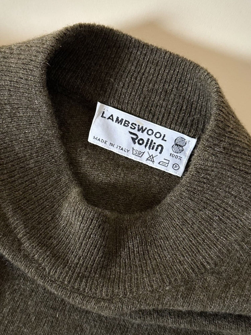Lupetto vintage Rollin in lambswool verde militare mélange