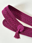 Cintura vintage viola realizzata con intreccio di passamanerie e nappa couture