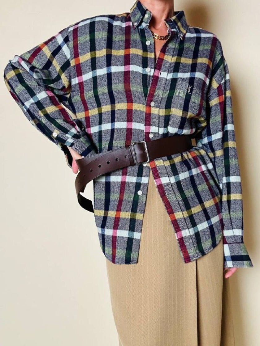 Camicia in caldo cotone fantasia tartan “Yves Saint Laurent”