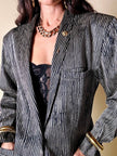 Blazer lungo in raso di seta a righe bianche e nere “Gianni Versace”