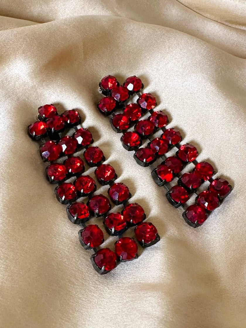 Maxi clip a fanges in cristalli rosso rubino