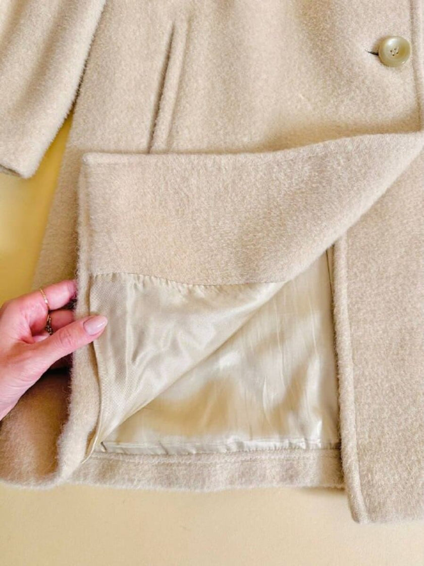 Cappotto sartoriale in lana e alpaca color panna