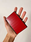 Porta sigarette-carte di credito-biglietti da visita vintage Fendi in metallo con motivo FF in smalto rosso