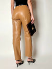 Vintage high-waisted tan leather trousers by Modissa