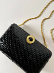 Borsa vintage Rodo in midollino nero e tracolla a carena