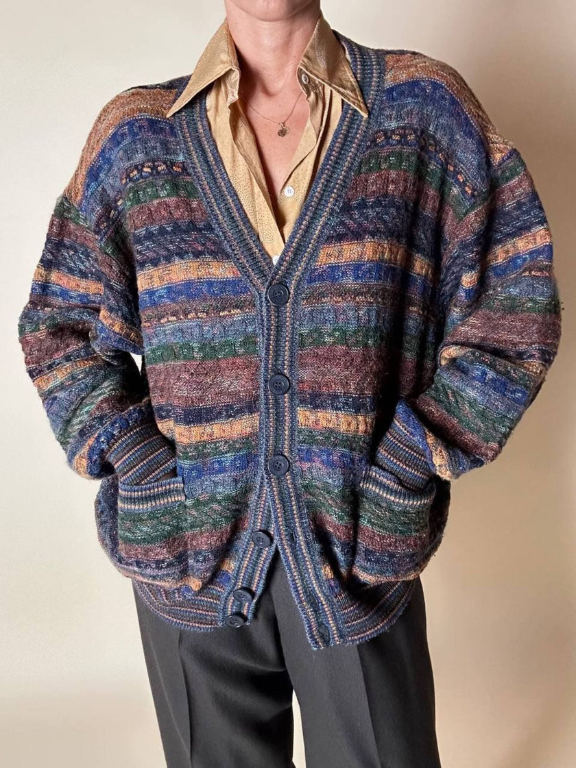 Cardigan Missoni Sport in lana operata a righe orizzontali