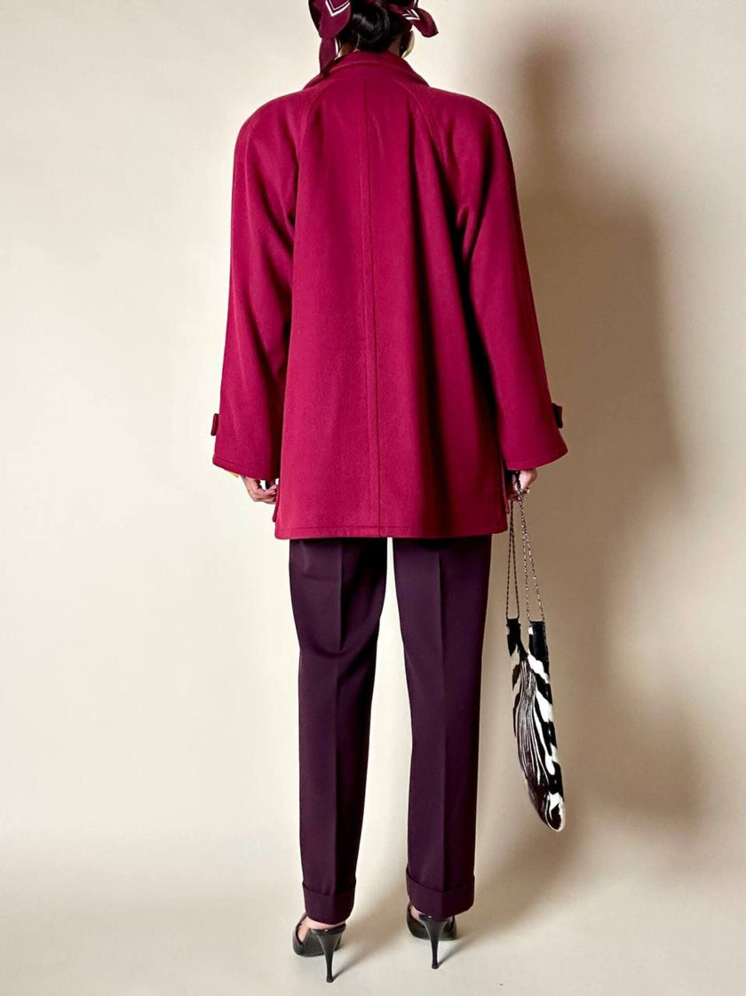 Giaccone Yves Saint Laurent in lana rosso Borgogna