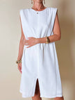 Abito tubino Yves Saint Laurent vintage bianco smanicato con spacco frontale