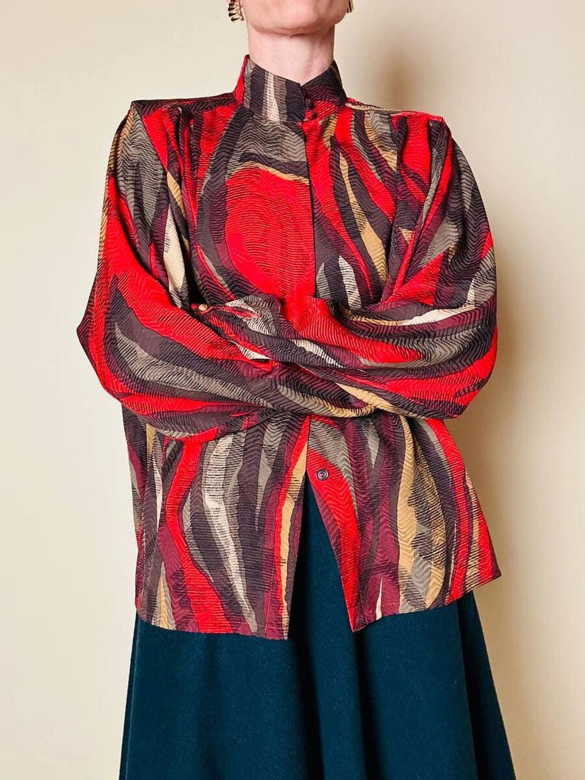 Camicia in seta Jaquard multicolor