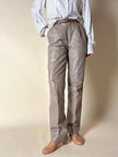 Pantalón de tiro alto de piel color crema “Grandinetti”