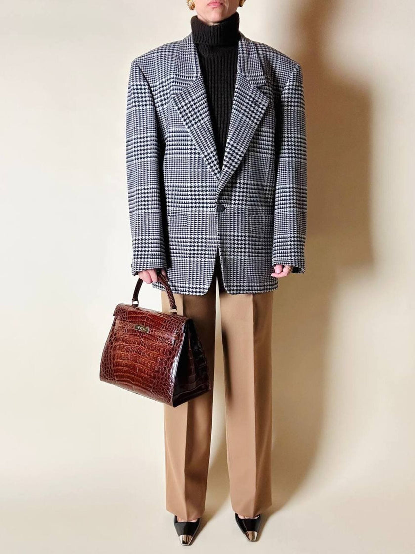 Pantalone Christian Dior vintage modello classico con pince in lana cammello scuro