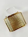 Box Bag vintage in lucite e metallo dorato effetto intrecciato