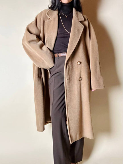 Cappotto vintage Marina Basic in lana e cachemire color cammello