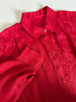 Camicia sartoriale in tessuto jacquard rosso con damaschi floreali
