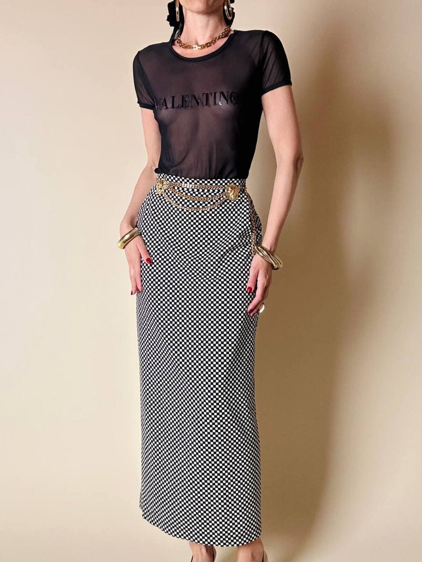 T-shirt in rete nera elasticizzata “Valentino Garavani Swimwear”