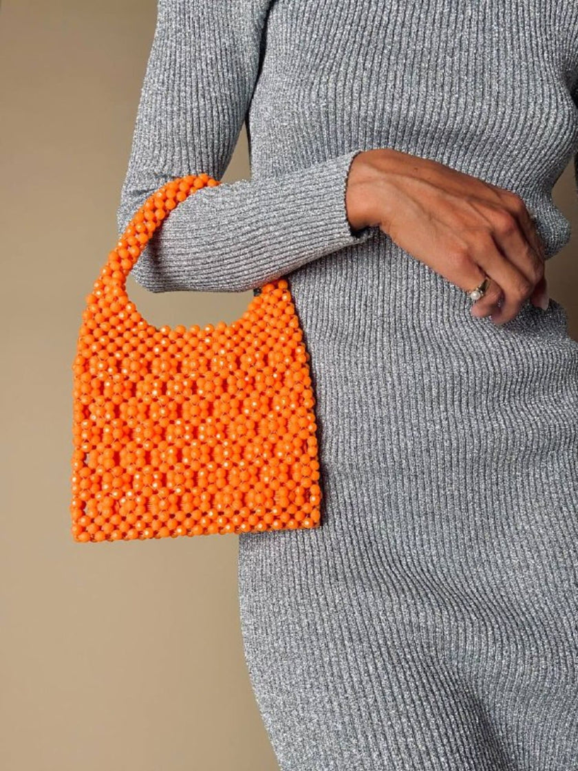 Mini hobo bag di perline arancioni