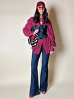Camicia oversize Fuoriskema in viscosa jacquard color vinaccia