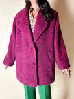 Capottino vintage spinato in tweed di lana e mohair magenta e prugna
