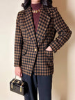 Blazer Guy Laroche in lana fantasia pied de poule ruggine e nero
