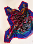 Scialle multicolor in misto lana fantasia equestre