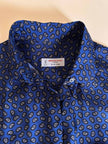 Camicia in seta Alberto Biani blu oltremare con fantasia cachemire