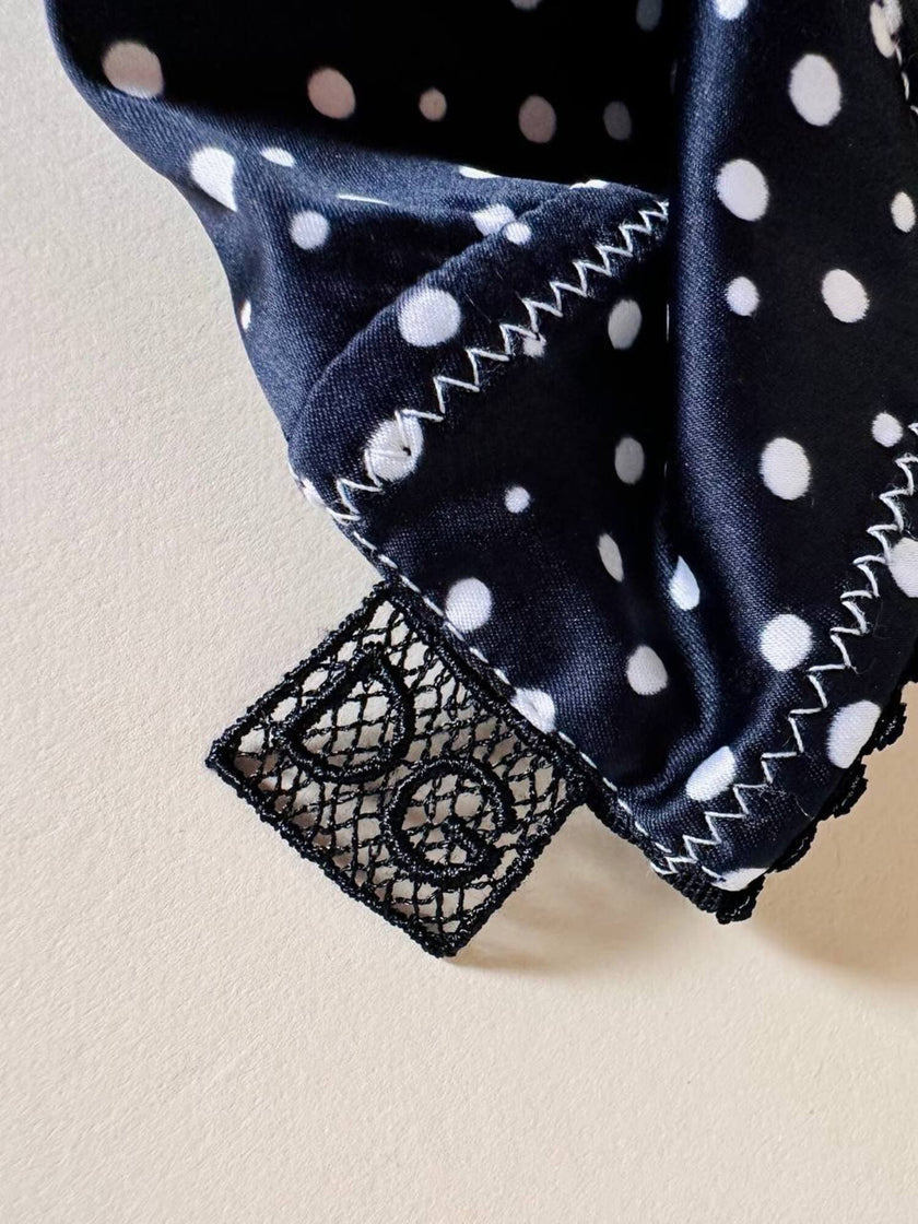 Tubino in raso elasticizzato nero a pois bianchi Dolce & Gabbana