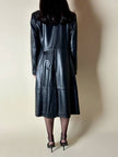 Cappotto/Robe Manteau vintage in pelle nera con spacco posteriore The Bomb