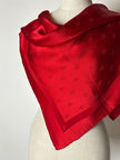 Foulard vintage in seta jacquard rosso con motivi ornamentali
