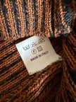 Dolcevita oversize con maxi collo in misto lana a coste larghe ruggine e nero