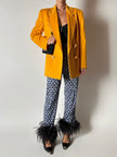 Blazer vintage Genny in cashmere giallo becco d’oca con bottoni gioiello dorati