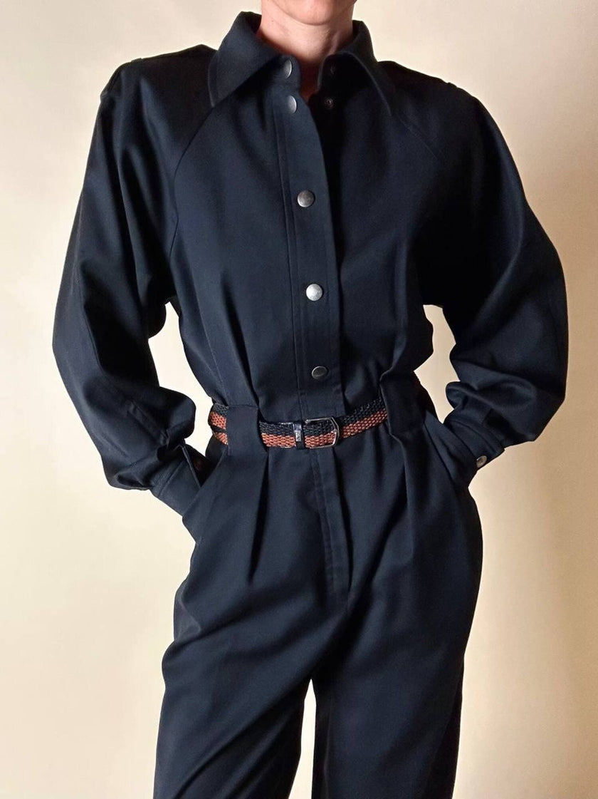 Jumpsuit vintage Yves Saint Laurent in lana nera