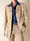 Giacca sahariana Yves Saint Laurent in lino mélange honey beige