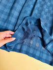 Abito lungo blu lavagna in tessuto Jacquard con motivo Damier