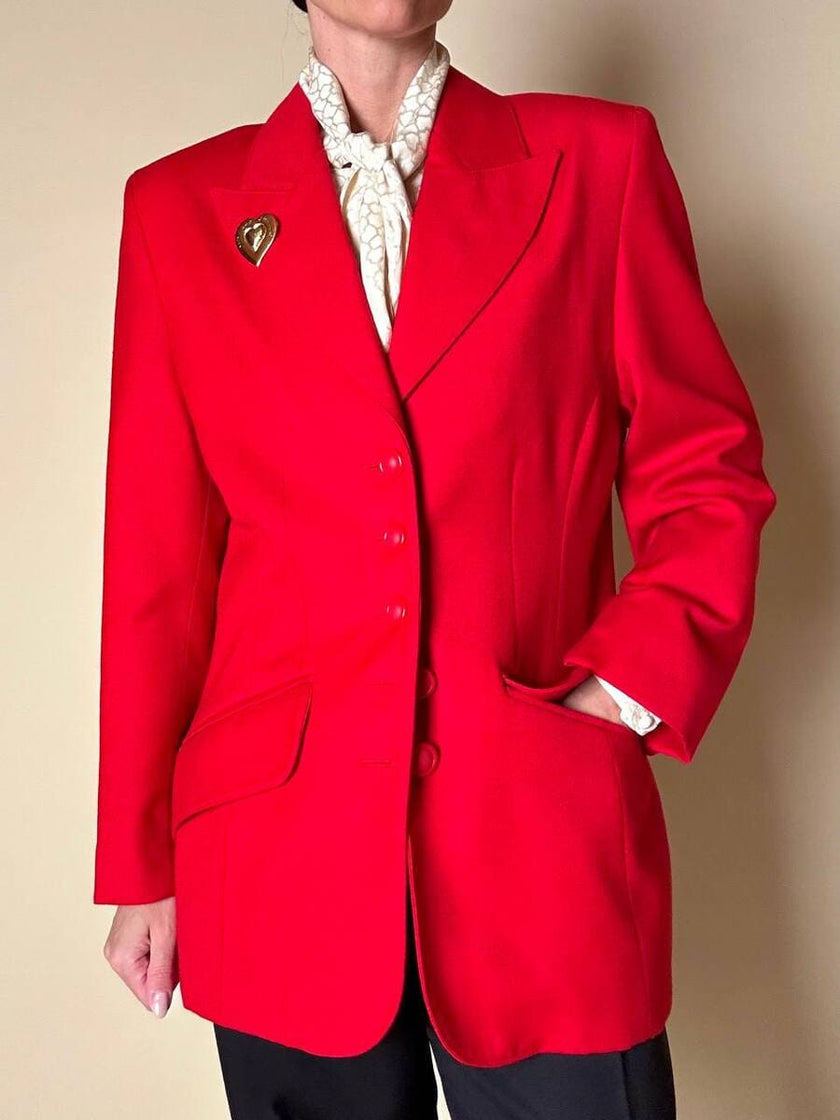 Blazer rosso in pura lana vergine