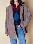 Cintura vintage Yves Saint Laurent double face blu navy e bordeaux con fibbia smaltata con logo YSL