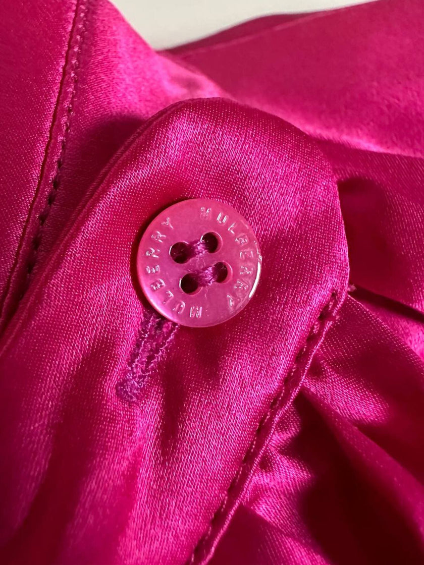 Abito longuette in raso di seta fucsia “Mulberry”