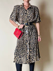 Chemisier vintage leopardato in tessuto micro plissé Henriette