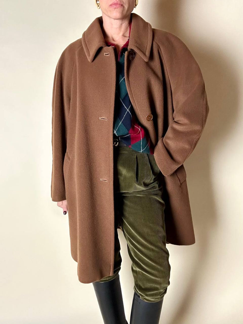Cappottino in pregiata lana color cammello scuro Belinda Brown