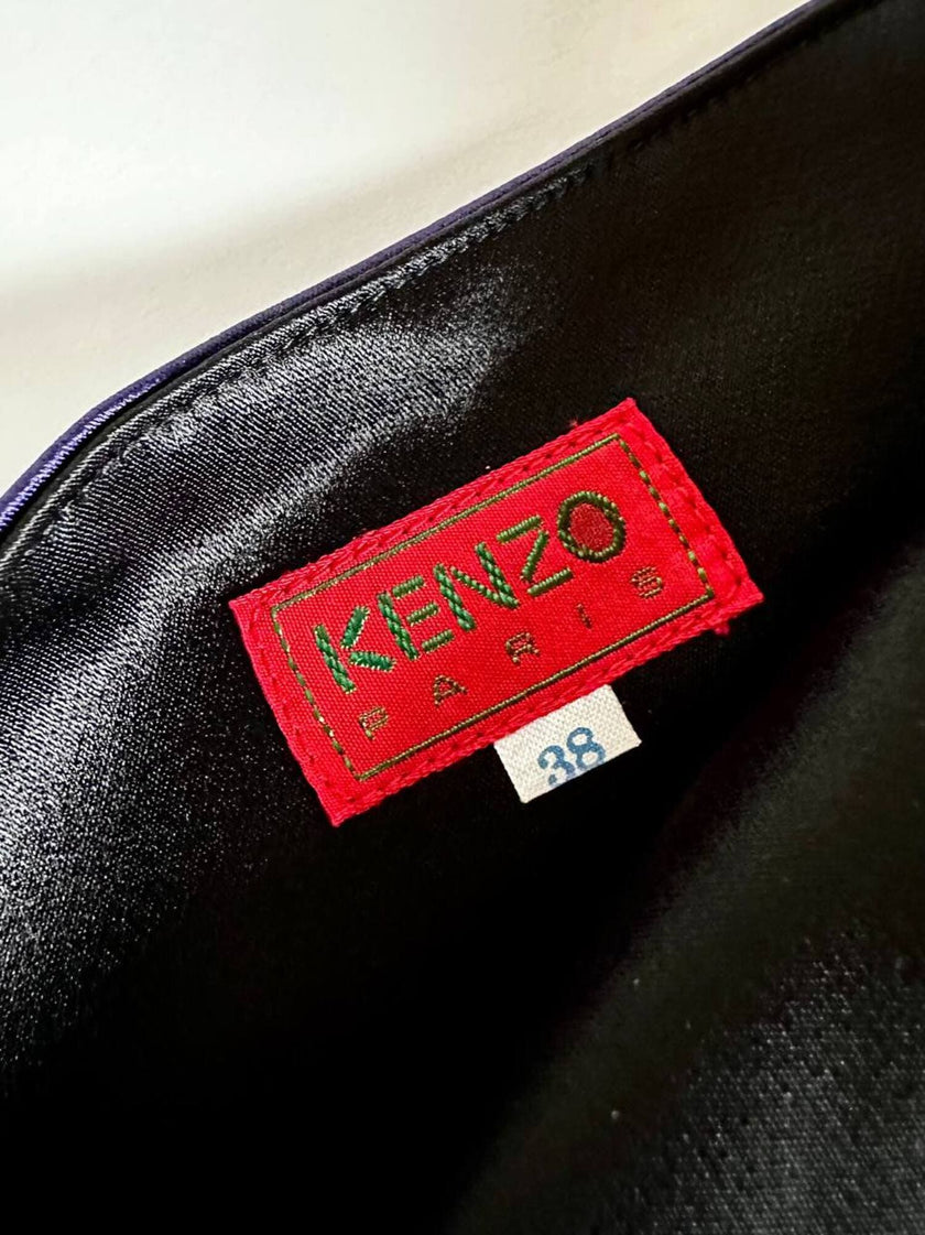 Gonna vintage Kenzo Paris modello a portafoglio in raso viola