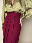 Cacharel burgundy crepe wrap-effect midi skirt