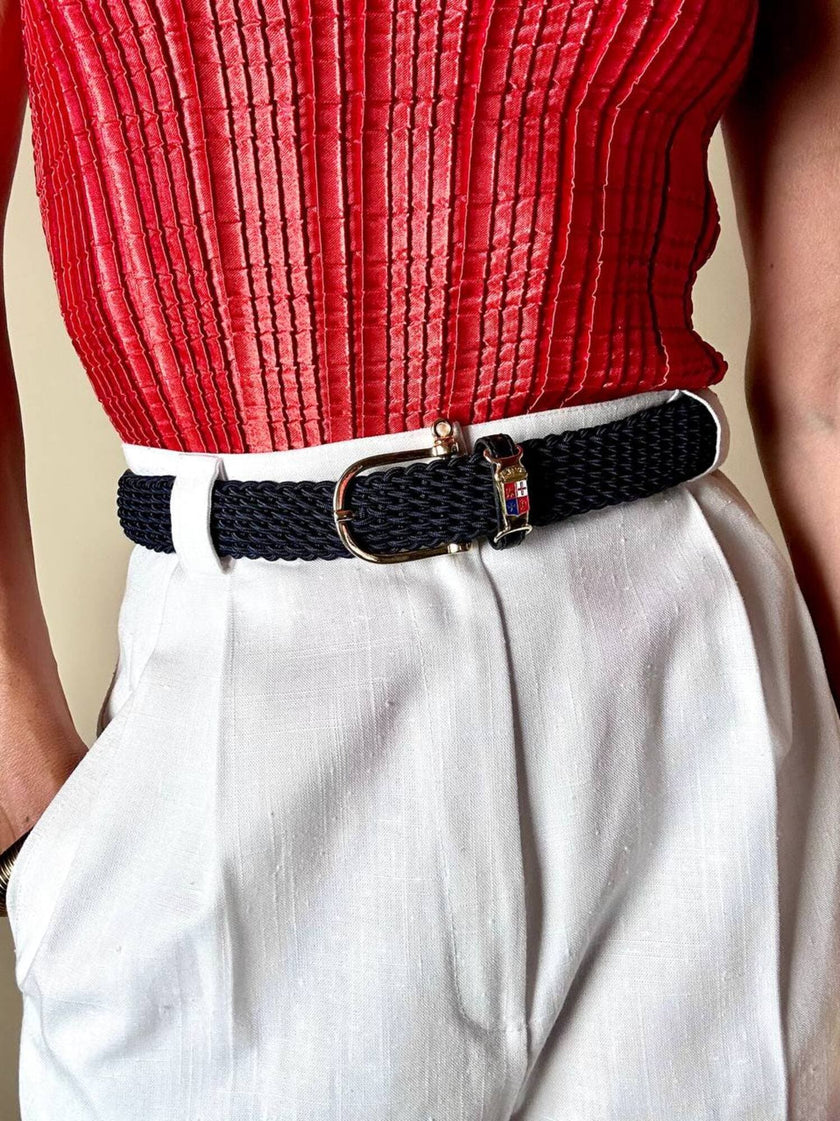 Cintura intrecciata blu navy con stemma delle Repubbliche Marinare