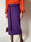 Gonna longuette Letizia De Meo in maglia viola a coste