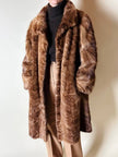 Cappotto vintage in pelliccia di visone marrone chiaro con lavorazione a pannelli