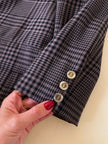 Blazer sartoriale in rasato di lana principe di Galles fango e nero