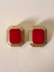 Clip ottagonali in metallo oro e smalto rosso