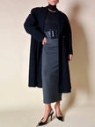 Cappotto doppiopetto oversize in lana nera