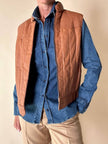 Gilet in pelle Frye color cuoio con impunture verticali