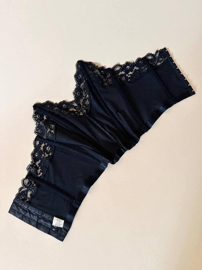 Bustier nero in tessuto operato con dettaglio in pizzo “La Perla”