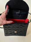Borsa in pelle nera lucida stampa cocco “Gianfranco Ferré”